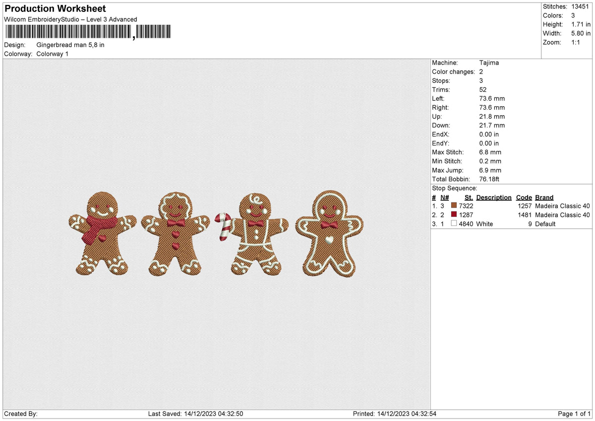 Gingerbread man Embroidery File 6 size
