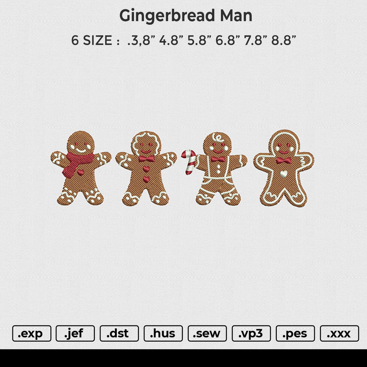 Gingerbread man Embroidery File 6 size