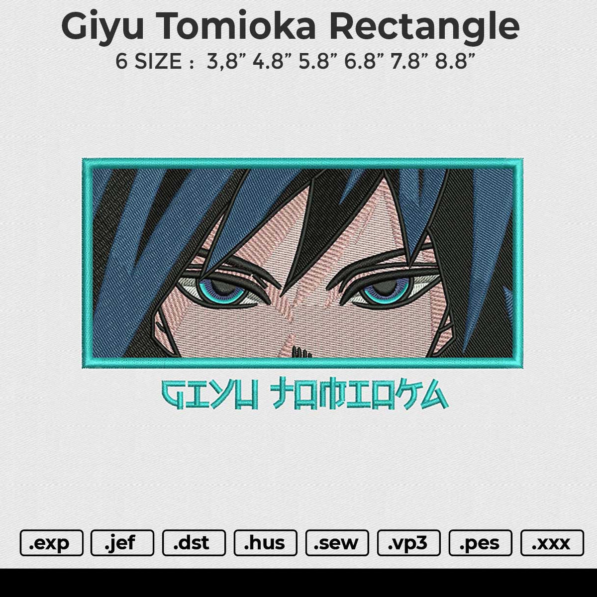 Giyu Tomioka Rectangle Embroidery File 6 size