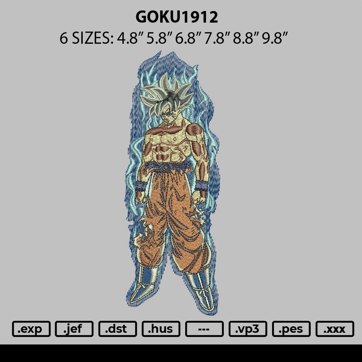 Goku 1912 Embroidery File 6 sizes