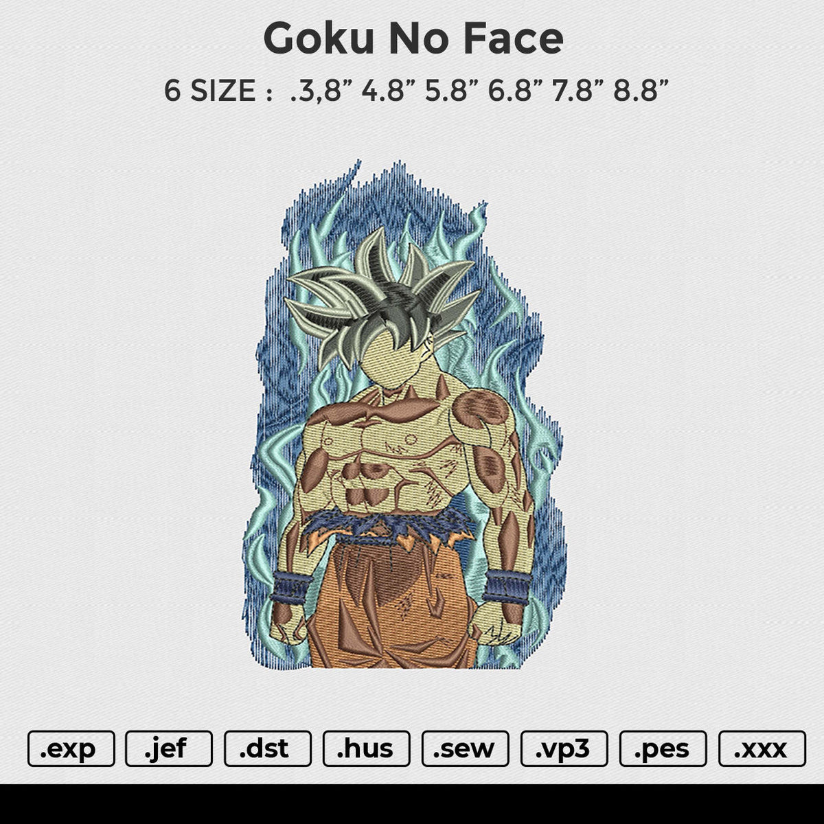Goku no face Embroidery File 6 size