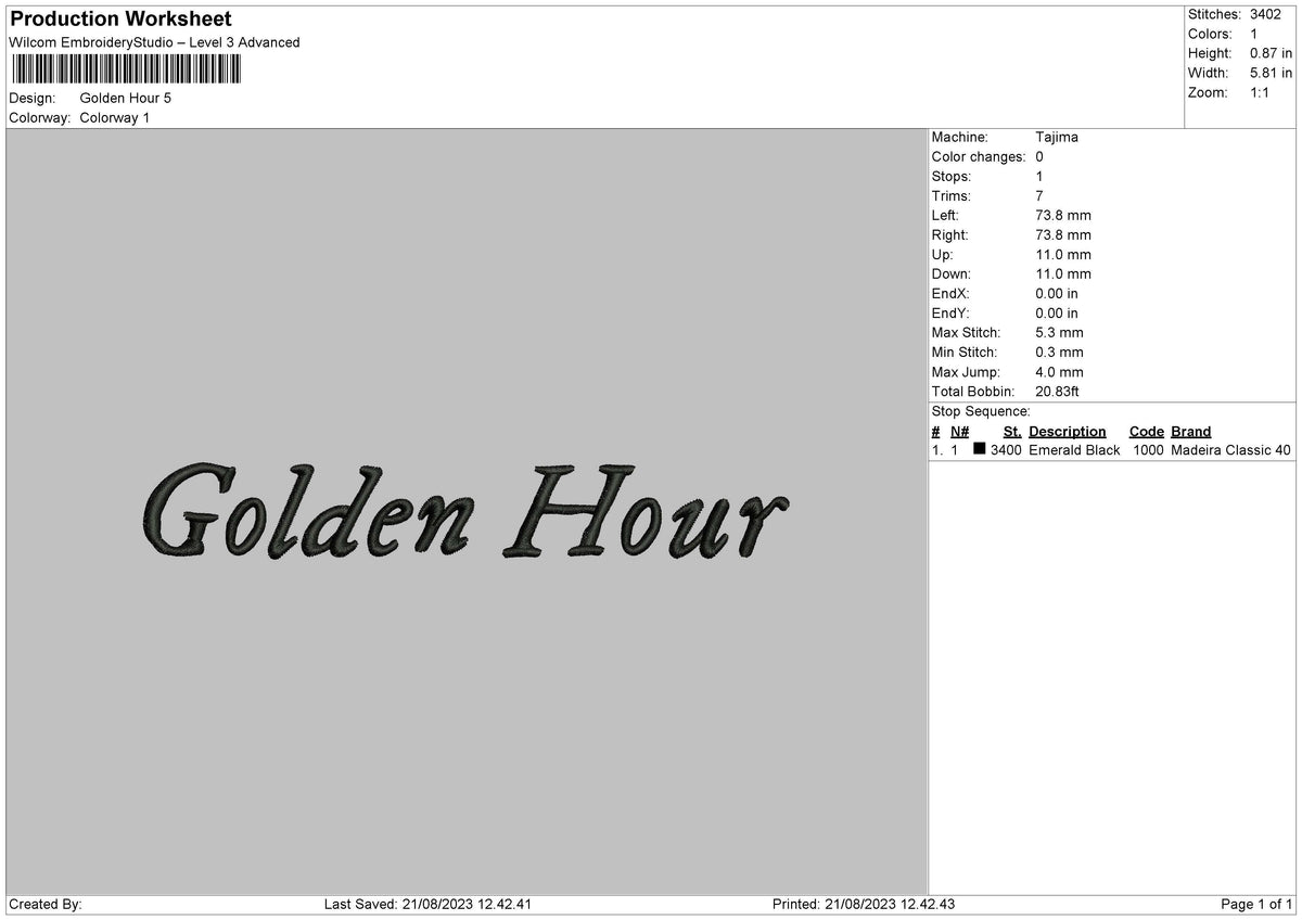 Golden Hour Embroidery File 6 sizes