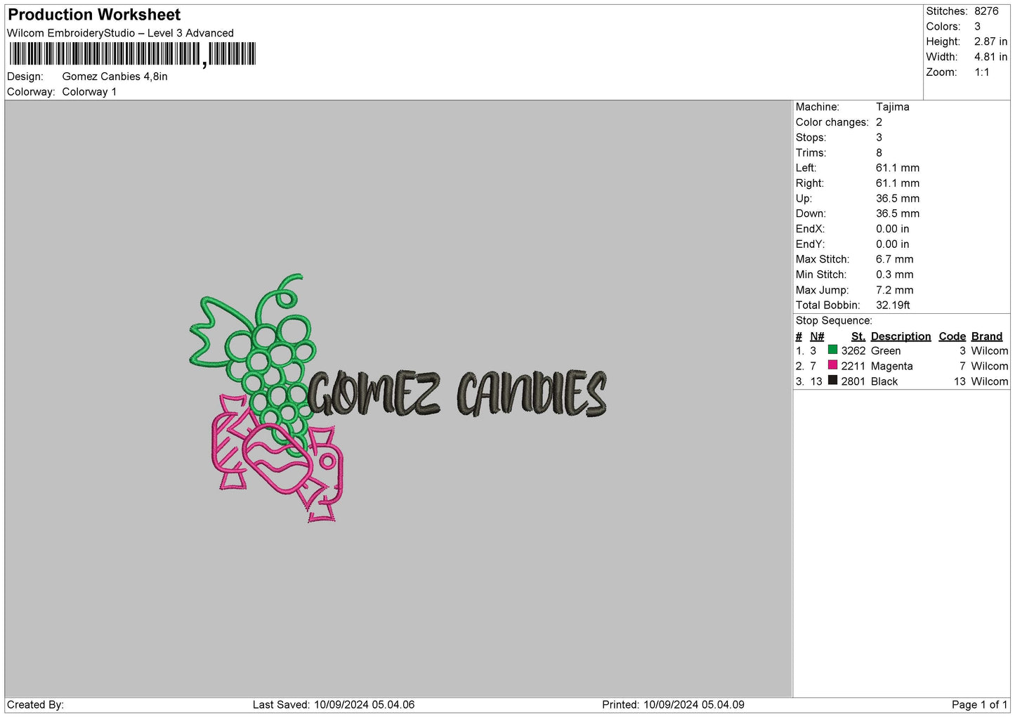 Gomeztext Embroidery File 6 sizes