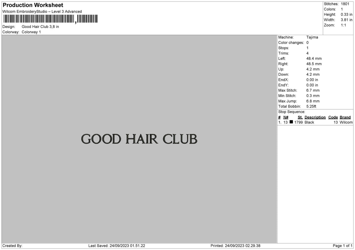 Good Hair Embroidery File 6 sizes