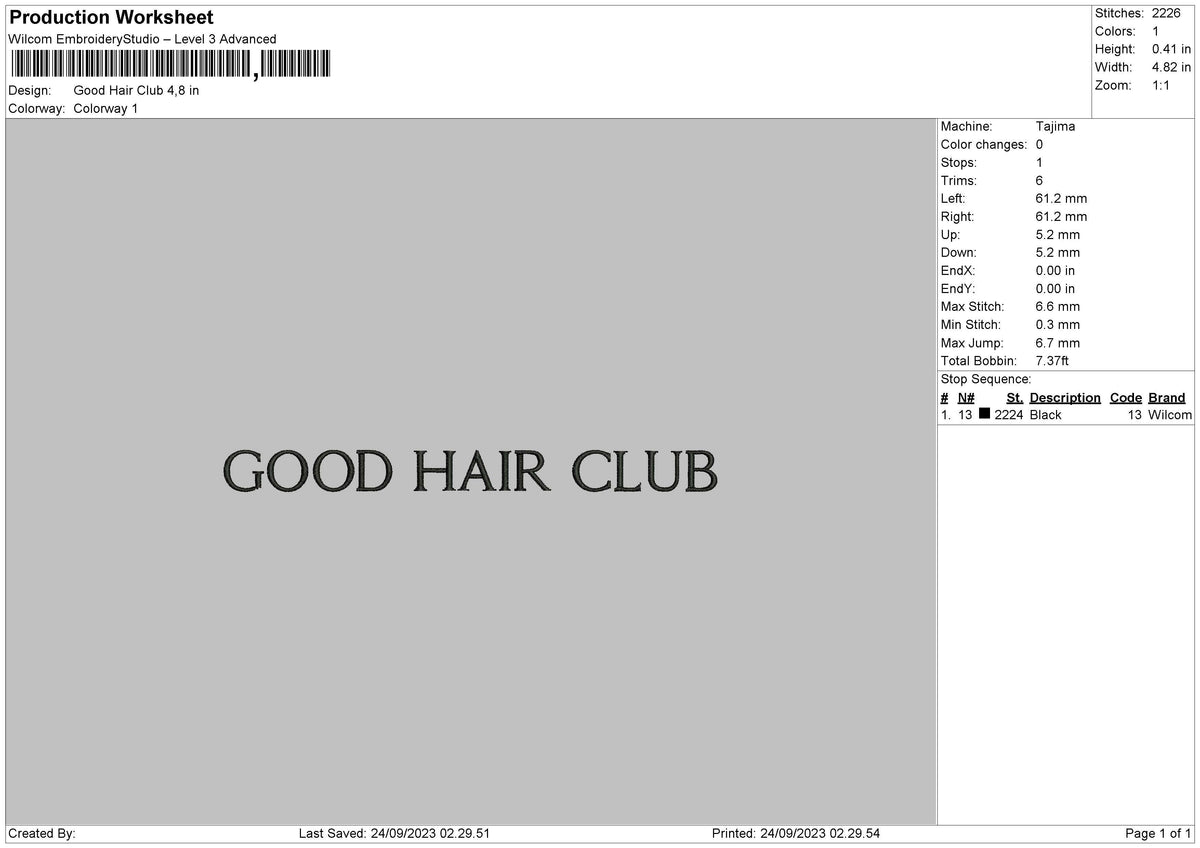Good Hair Embroidery File 6 sizes