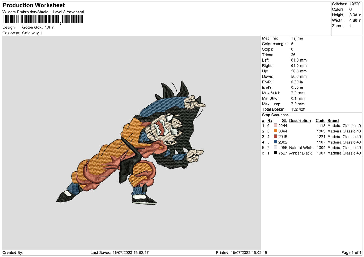 Goten Goku Embroidery File 6 sizes