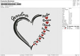 Grandma Heart Embroidery File 6 size