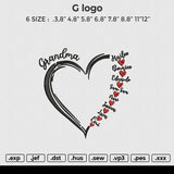 Grandma Heart Embroidery File 6 size