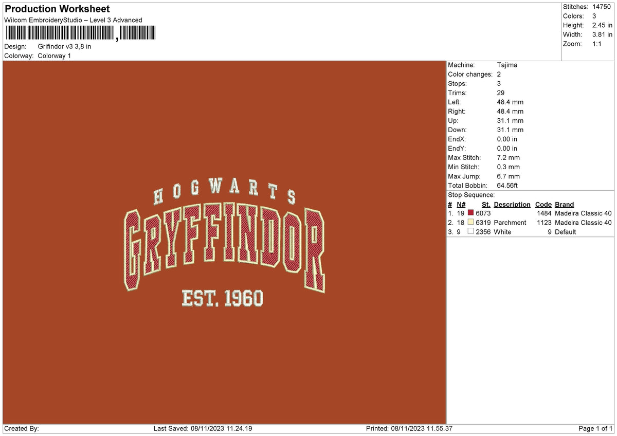 Grifin Text V3 Embroidery File 6 sizes