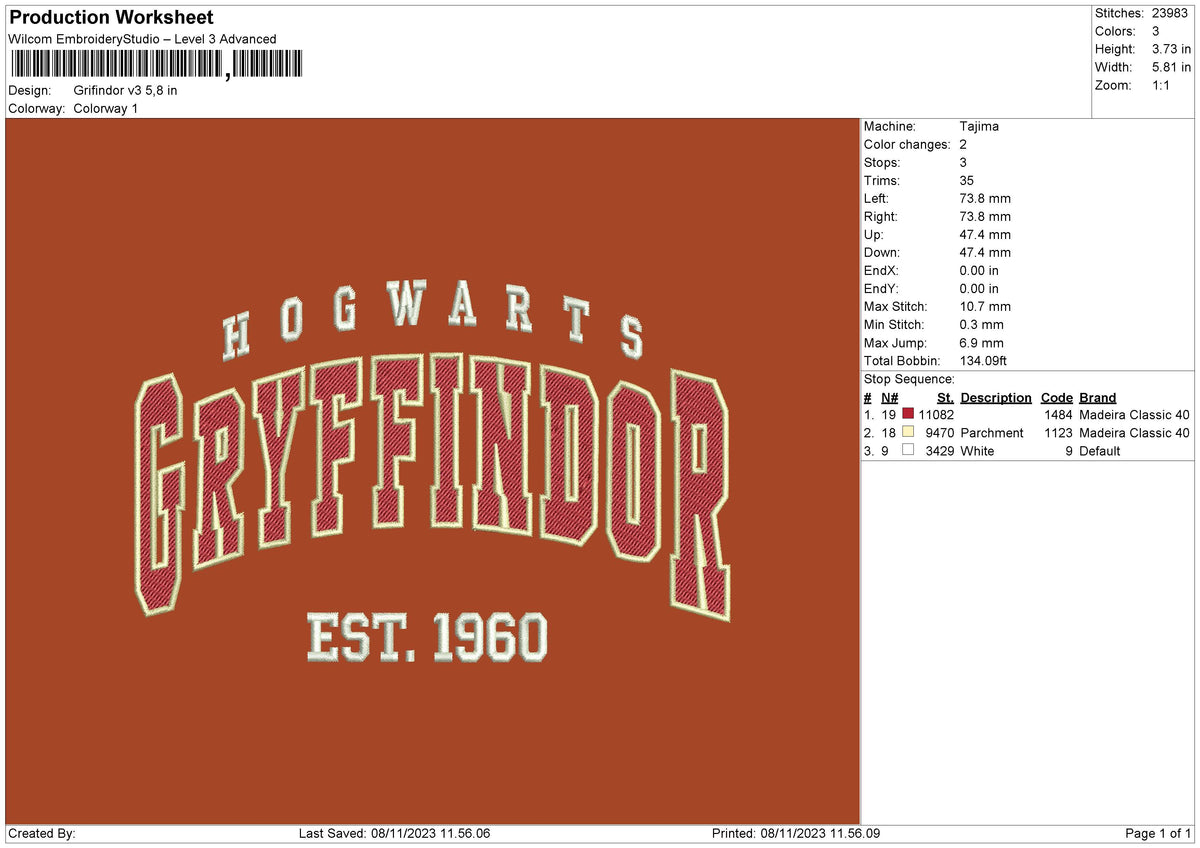 Grifin Text V3 Embroidery File 6 sizes