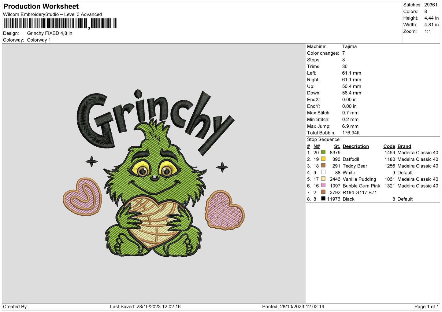 Chibi Grinch Embroidery File 6 sizes