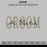 Groom Embroidery File 6 sizes