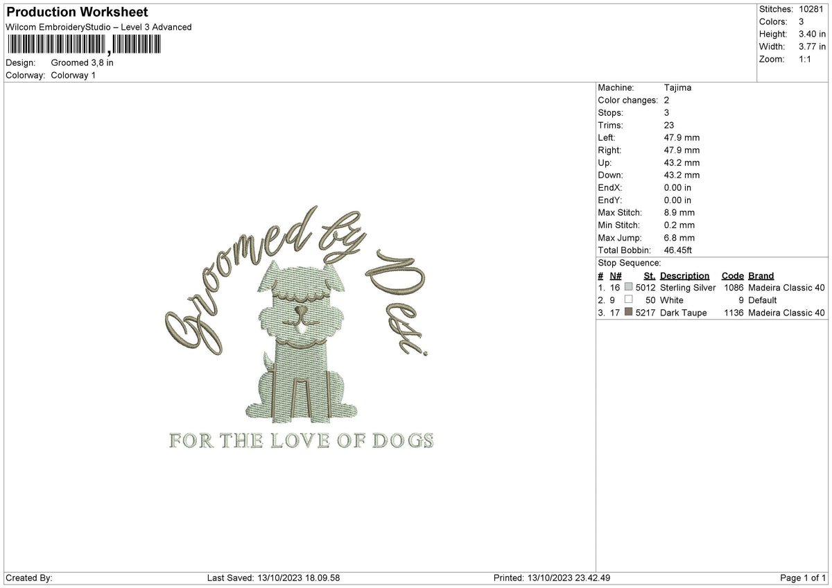 Groomed Embroidery File 6 sizes