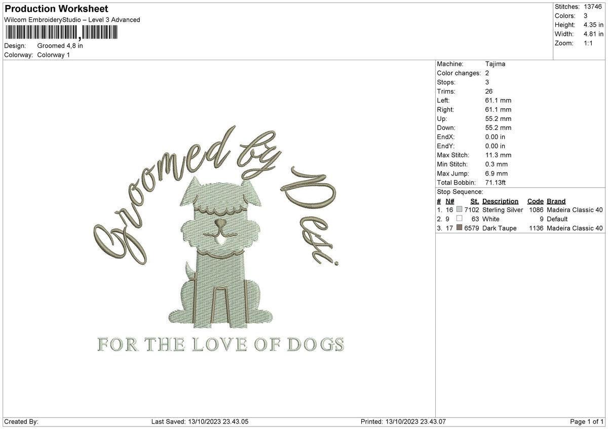 Groomed Embroidery File 6 sizes