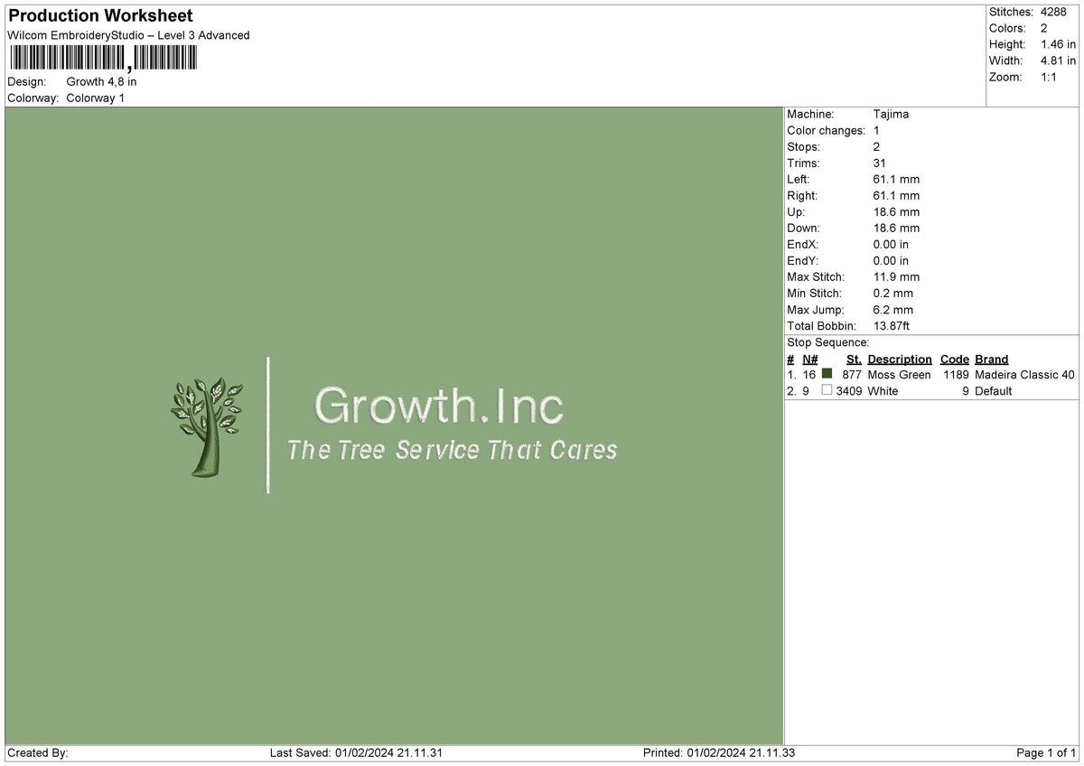 Growth0102 Embroidery File 6 sizes
