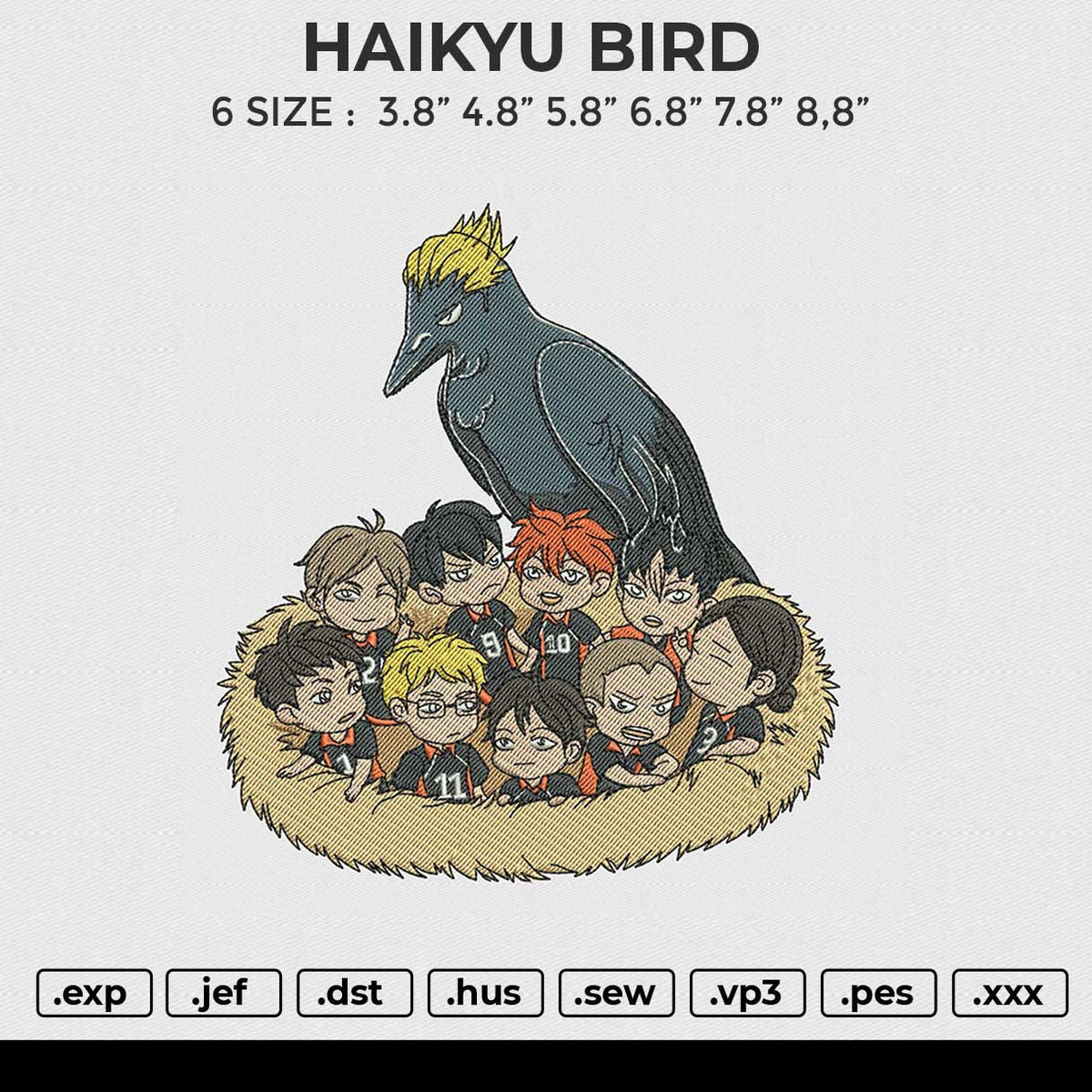 HAIKYU BIRD Embroidery File 6 size
