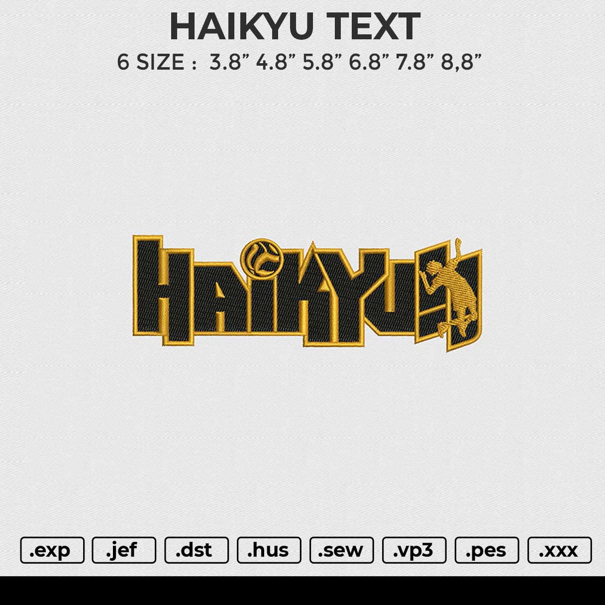 HAIKYU TEXT Embroidery File 6 size