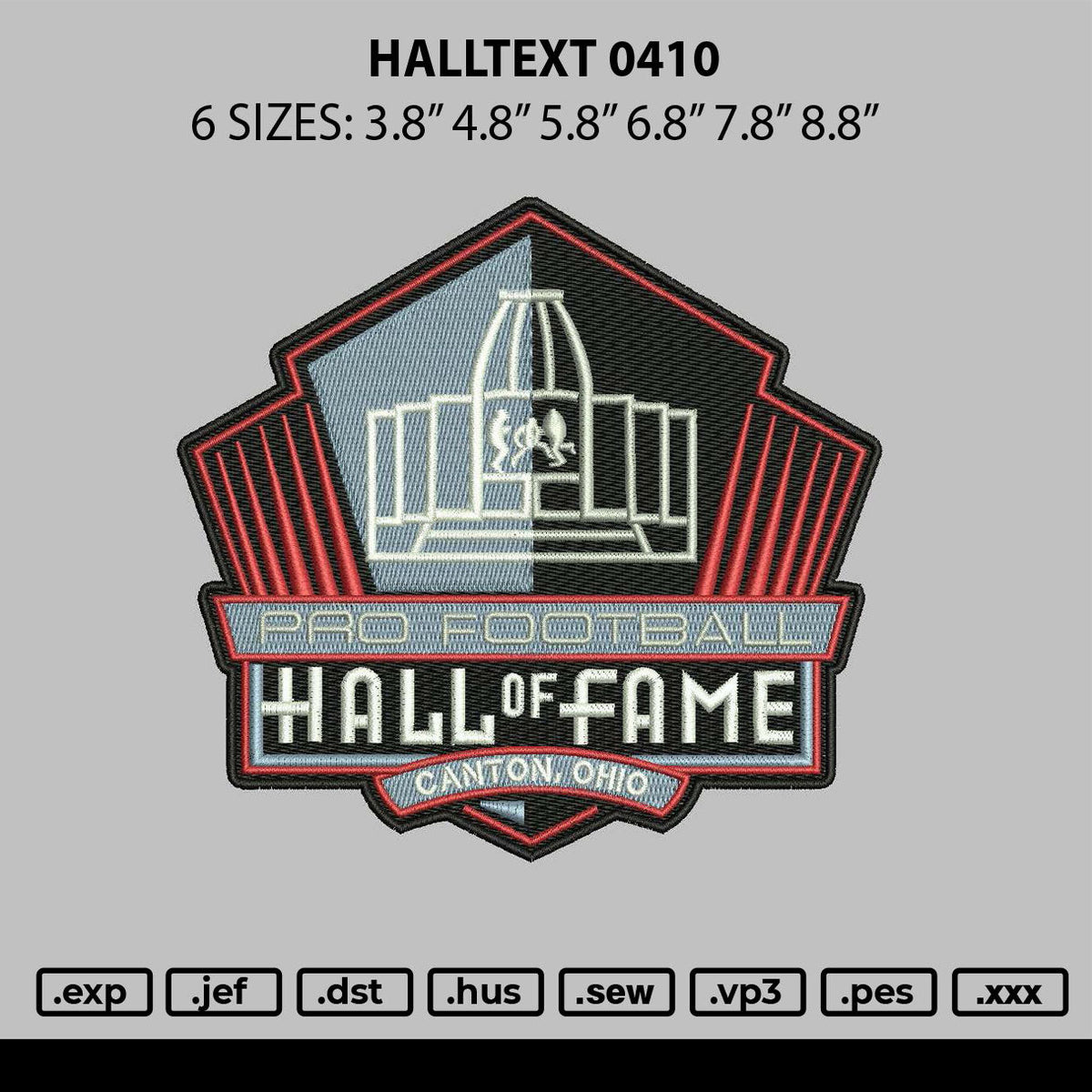 Halltext 0410 Embroidery File 6 sizes