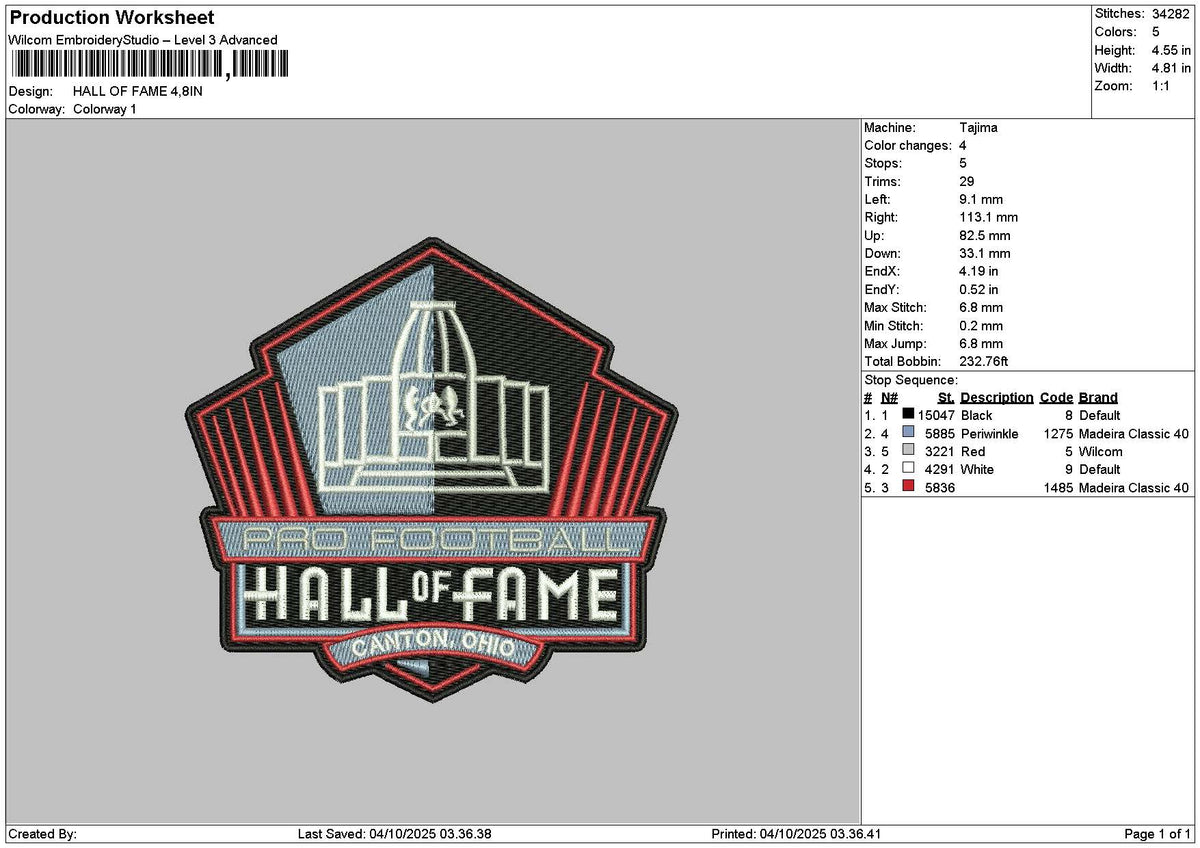 Halltext 0410 Embroidery File 6 sizes