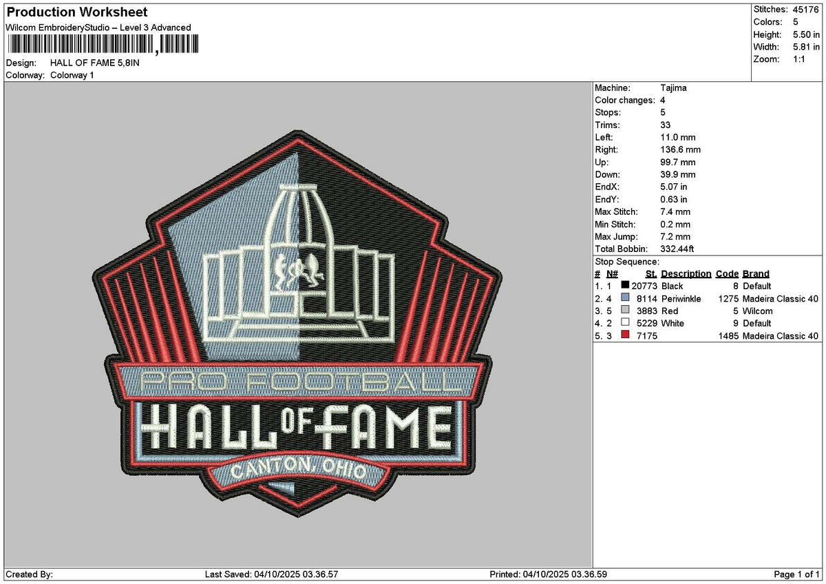 Halltext 0410 Embroidery File 6 sizes