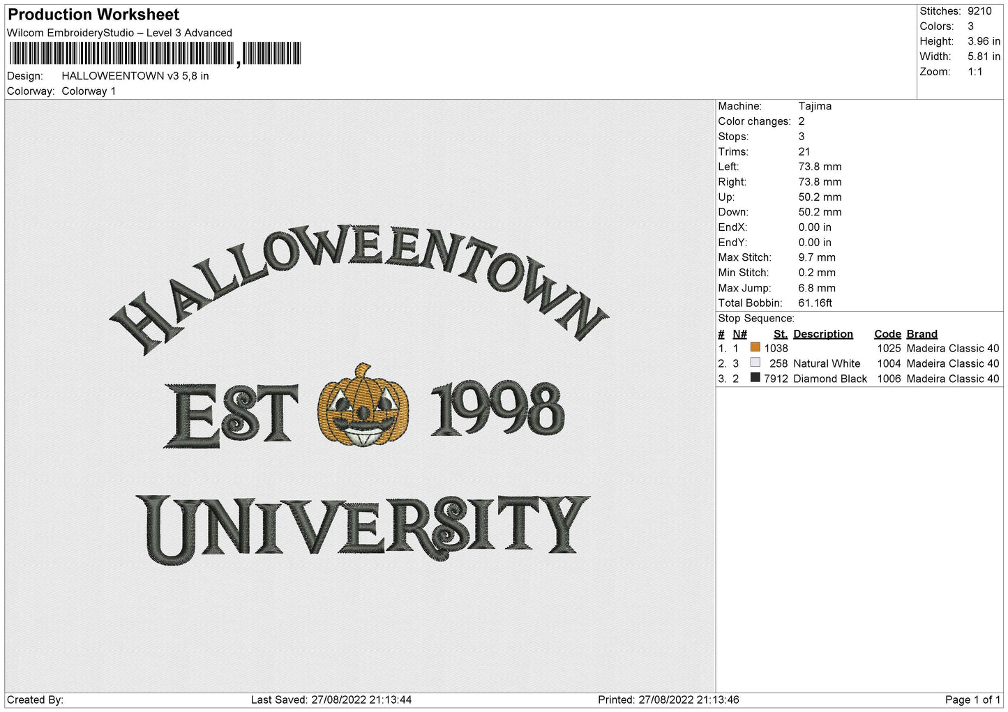 HALLOWEENTOWN V3 Embroidery
