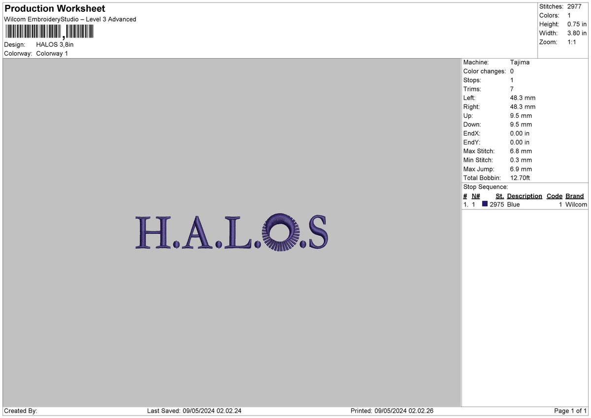 Halostext Embroidery File  sizes