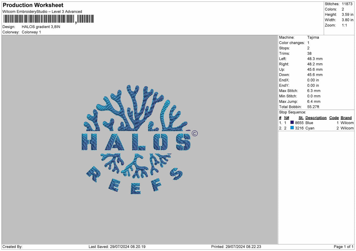 Halos Gradient Embroidery File 6 size