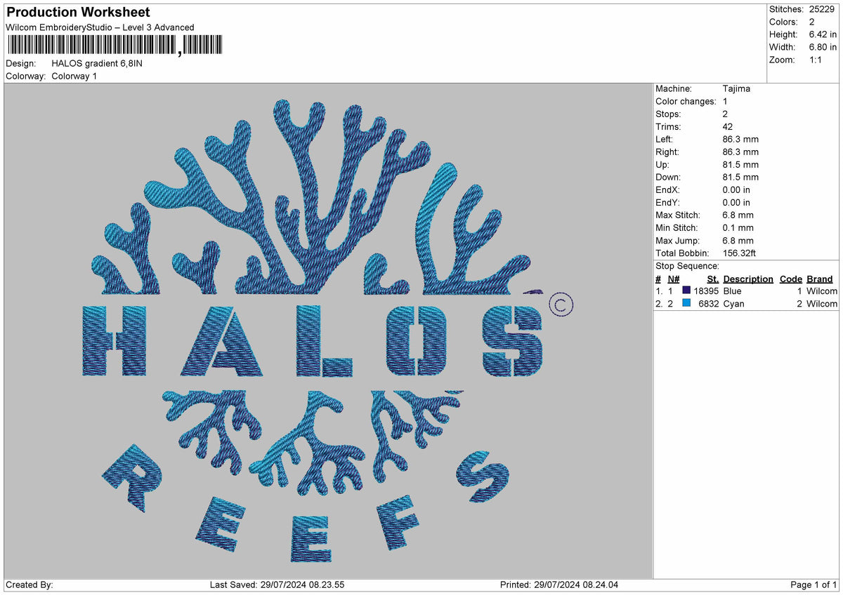 Halos Gradient Embroidery File 6 size