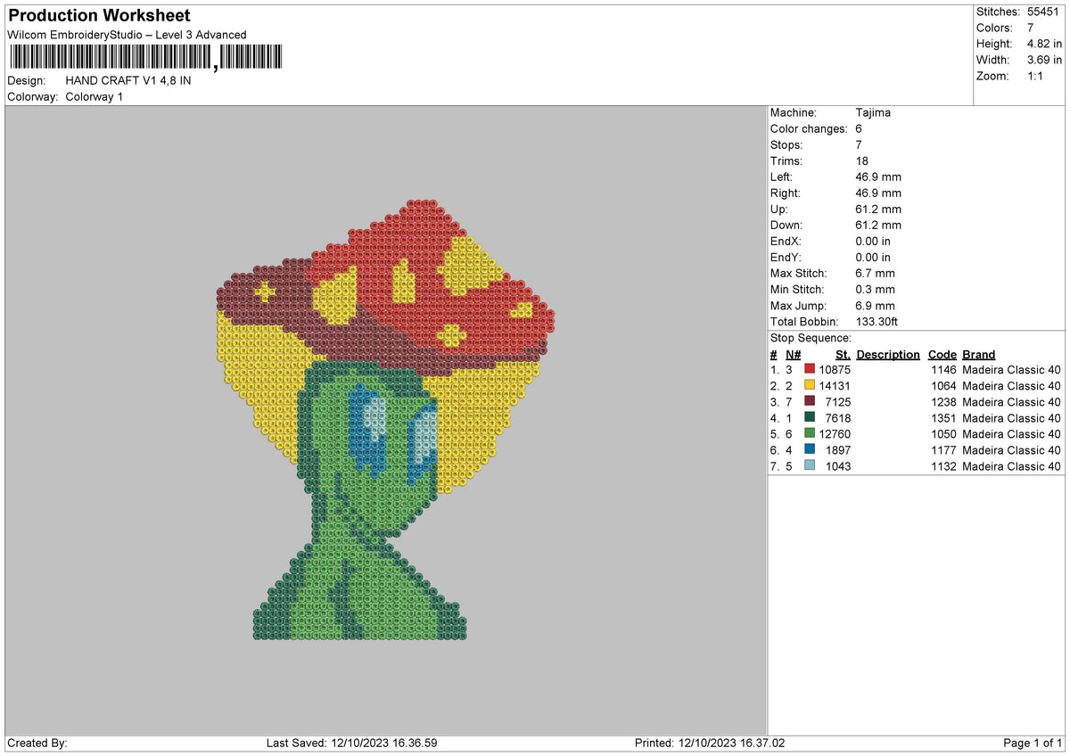Hand Craft V1 Embroidery File 6 sizes