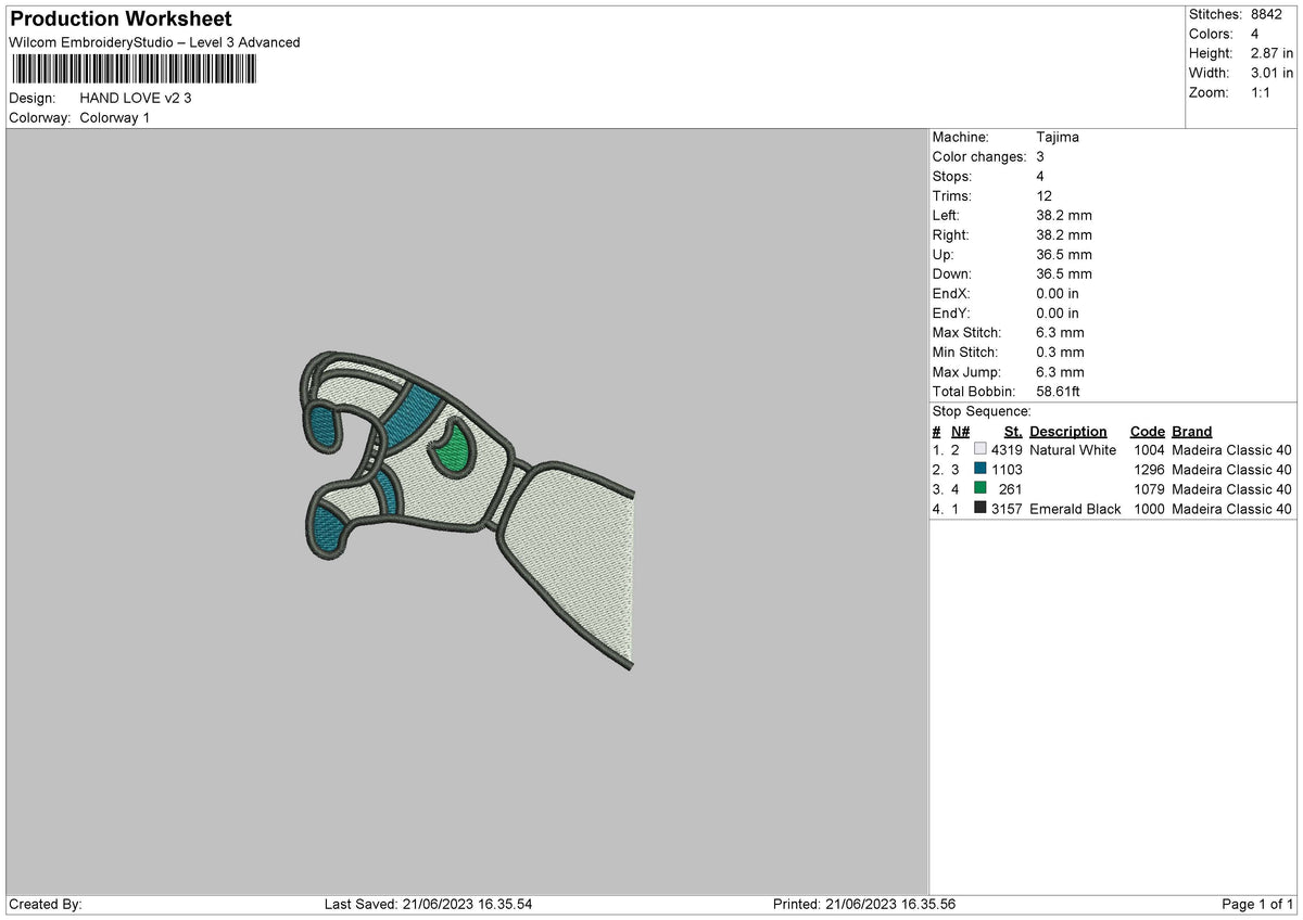 Hand Love V2 Embroidery File 6 sizes