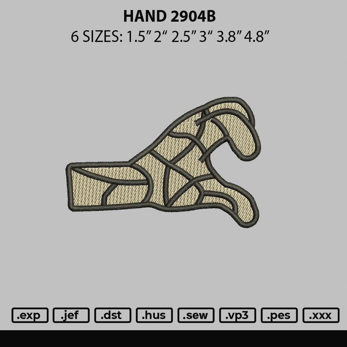 Hand 2904b Embroidery File 6 sizes