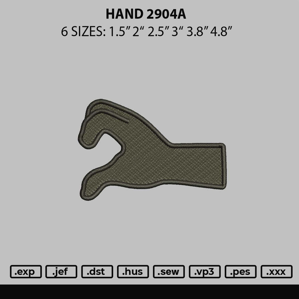 Hand 2904a Embroidery File 6 sizes