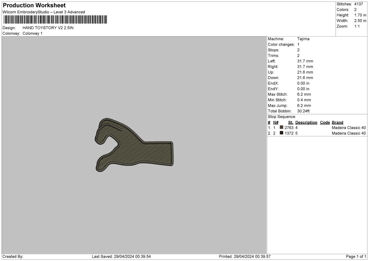 Hand 2904a Embroidery File 6 sizes