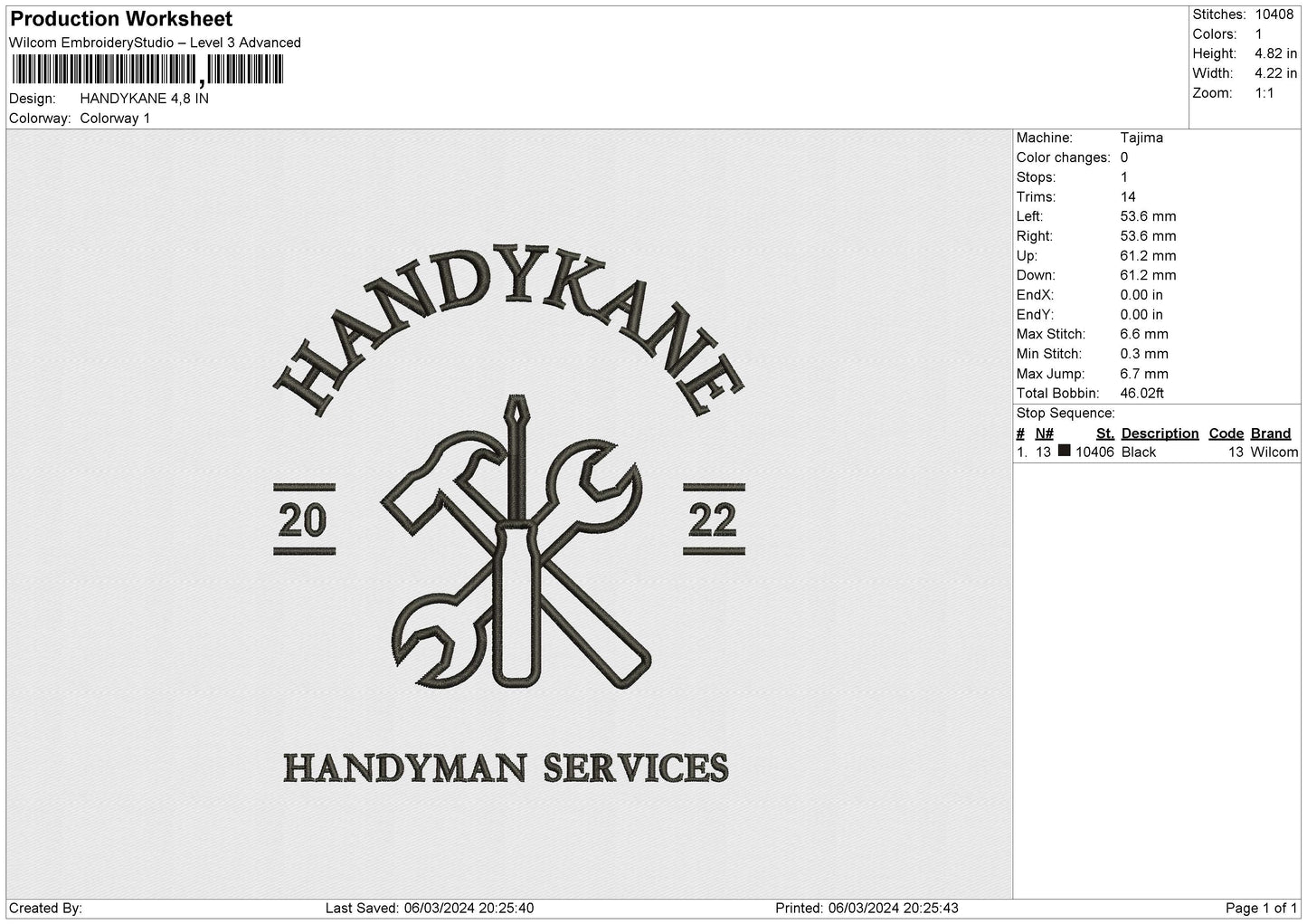 HANDYKANE Embroidery File 6 size