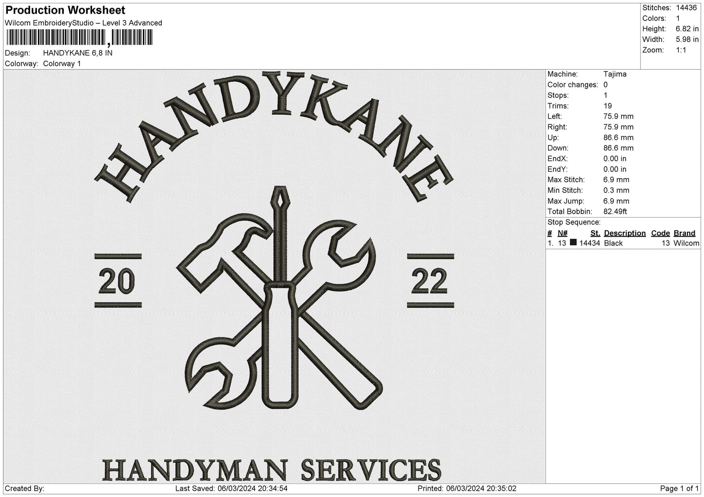 HANDYKANE Embroidery File 6 size