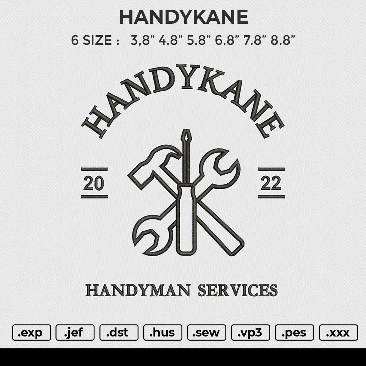 HANDYKANE Embroidery File 6 size