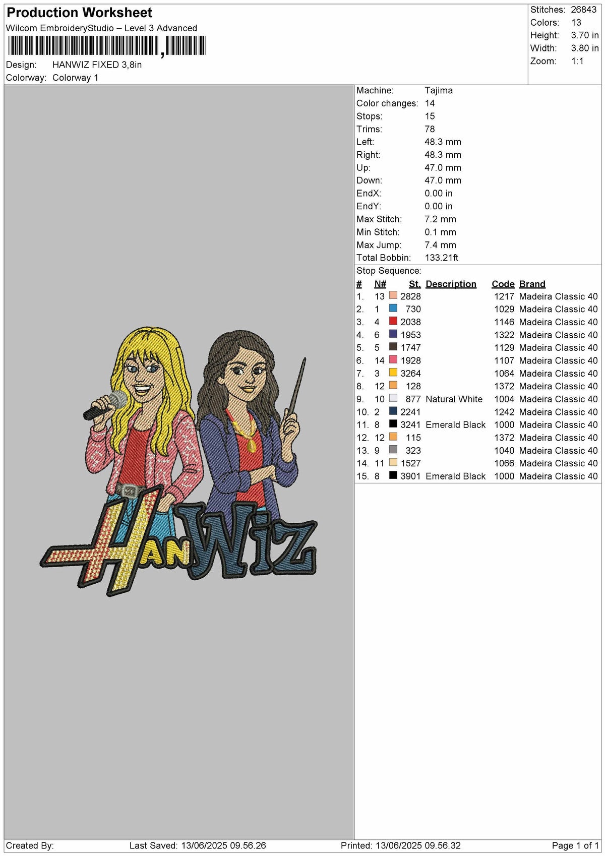Hanwiztext Embroidery File 6 sizes