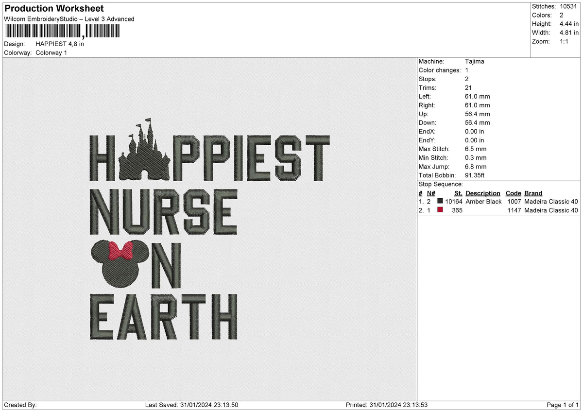 HAPPIEST Embroidery File 6 size