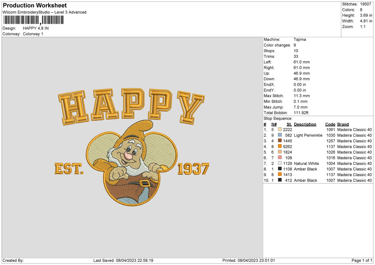 Happy Emboidery File 6 sizes