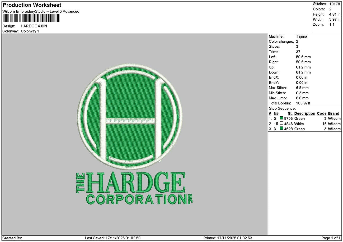 Hardgetext Embroidery File 6 sizes