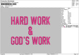 Hardwork Text Embroidery File 6 sizes