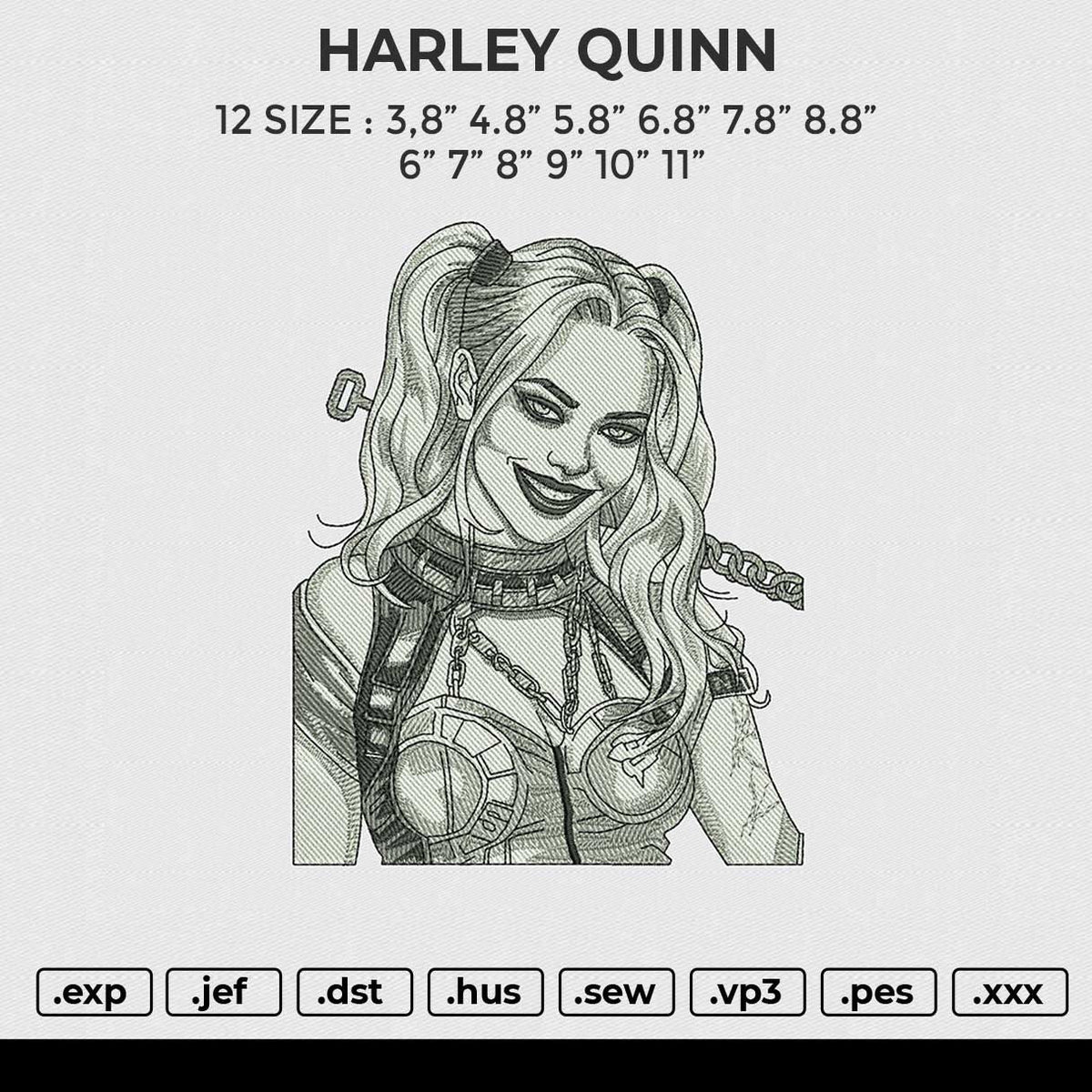 HARLEY QUINN Embroidery File 12 size