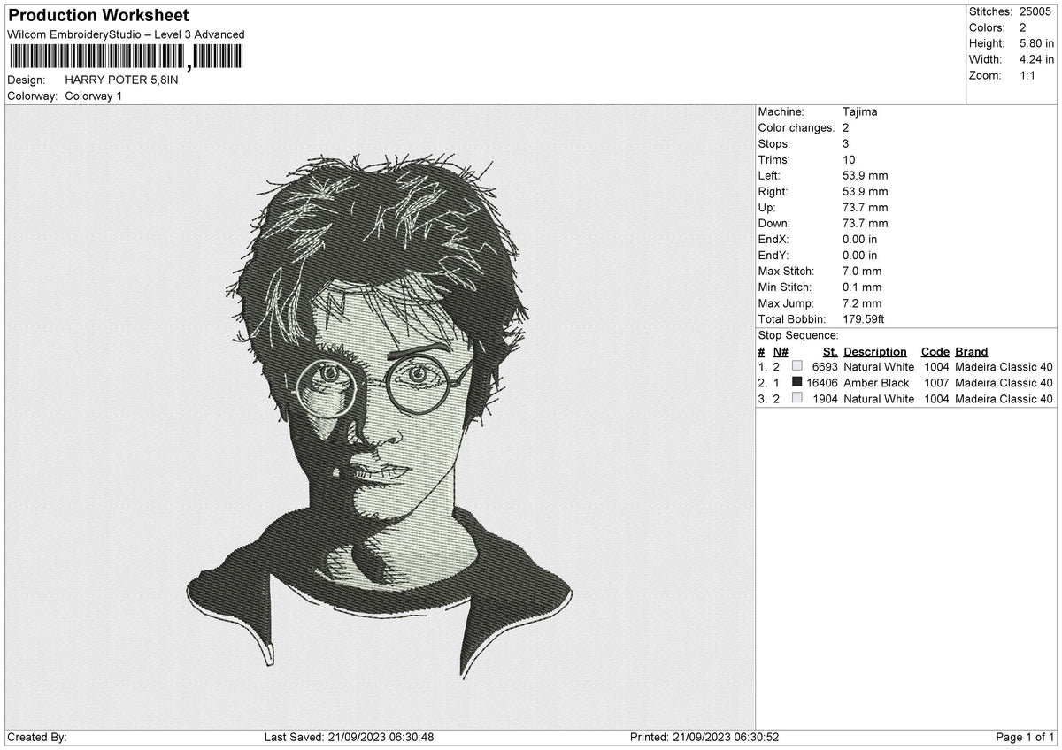 HARRY POTER Embroidery File 6 size