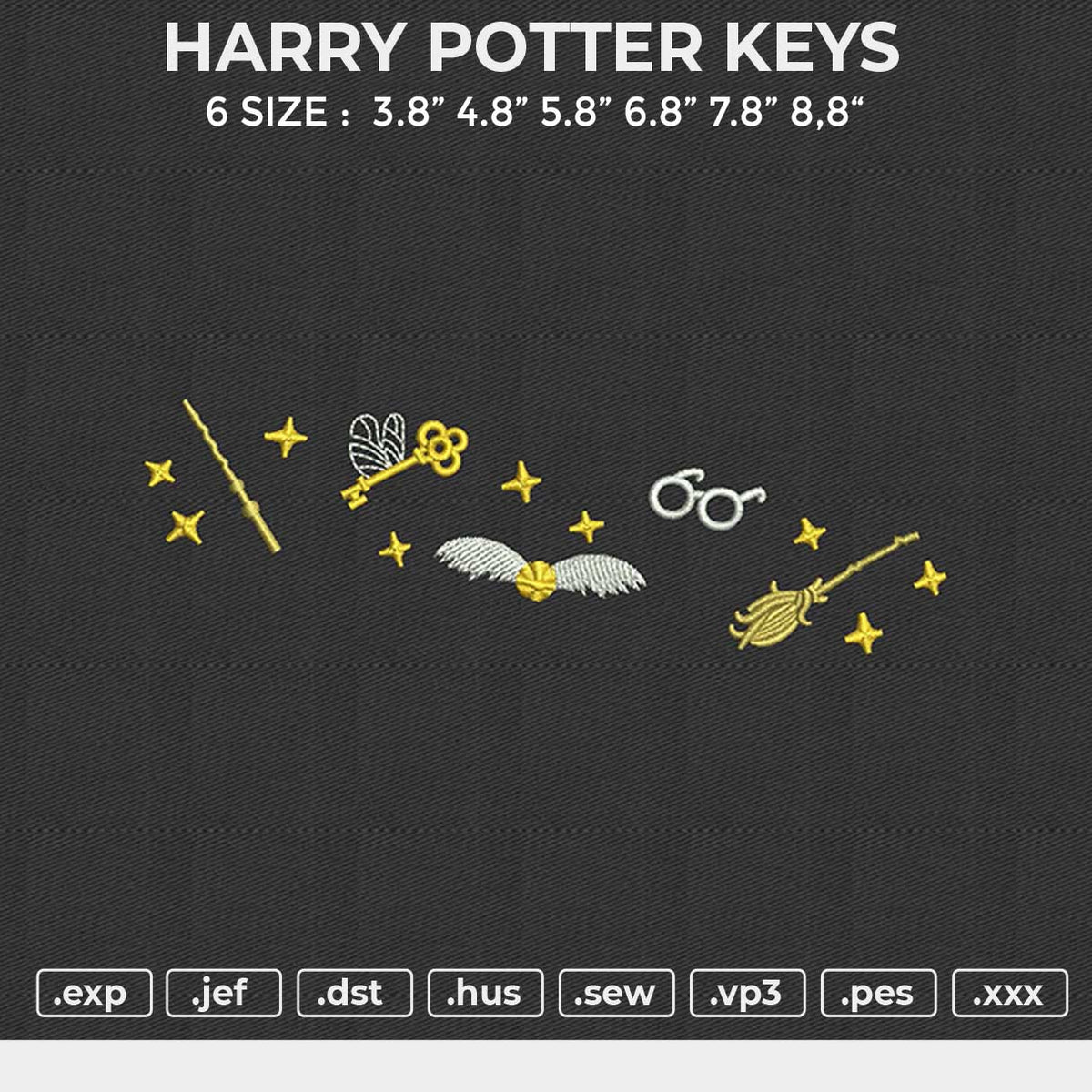 HARRY POTTER KEYS Embroidery File 6 size