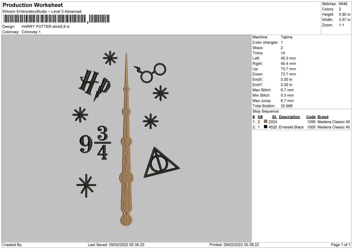 Harry Potter Stick Embroidery