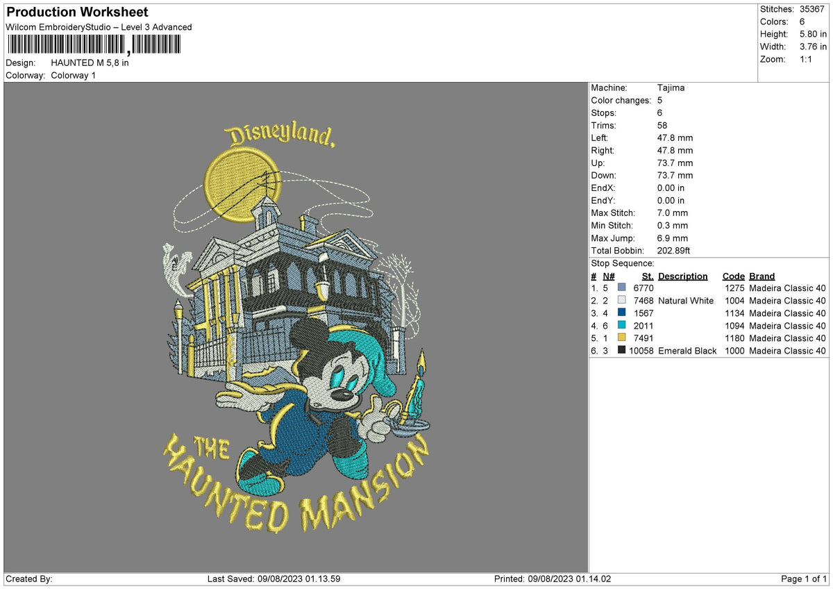 Haunted M Embroidery File 6 sizes