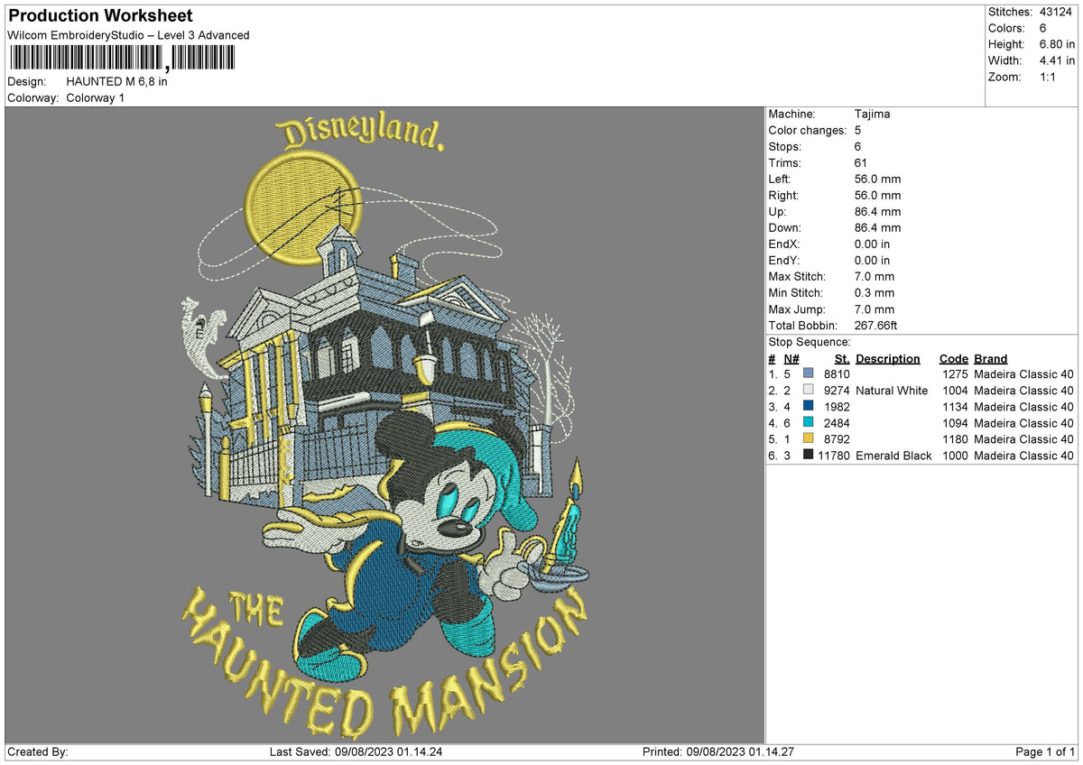 Haunted M Embroidery File 6 sizes