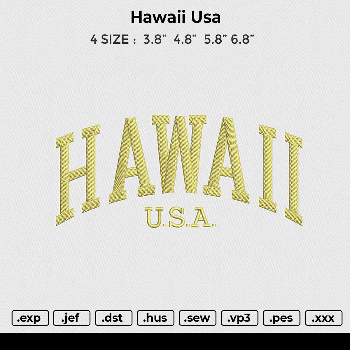Hawaii Usa Embroidery