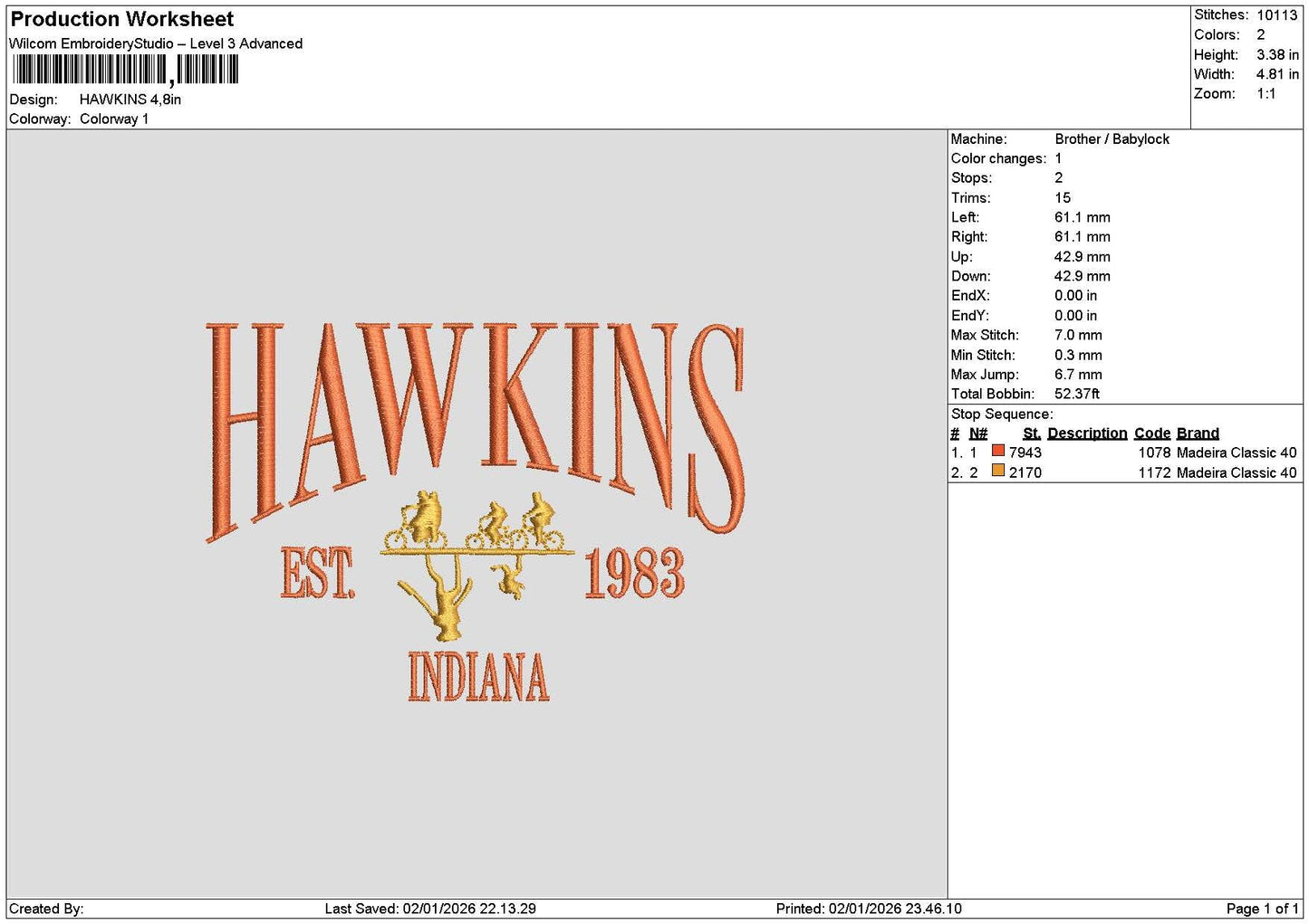 Hawkinstext Embroidery File 6 sizes