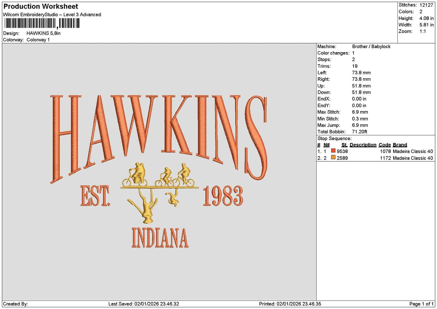 Hawkinstext Embroidery File 6 sizes